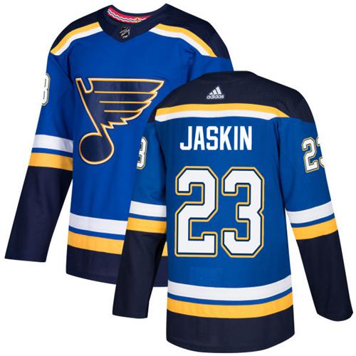 Adidas Blues #23 Dmitrij Jaskin Blue Home Authentic Stitched NHL Jersey